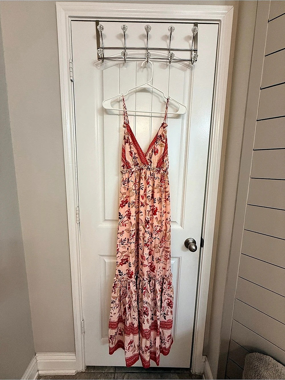 Blue rain  Floral Maxi Dress in Pink & Red Small Like New